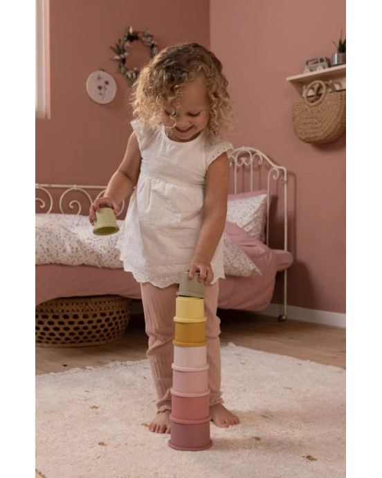 LITTLE DUTCH. Σετ 8 κουβαδάκια στοίβαξης (ροζ).