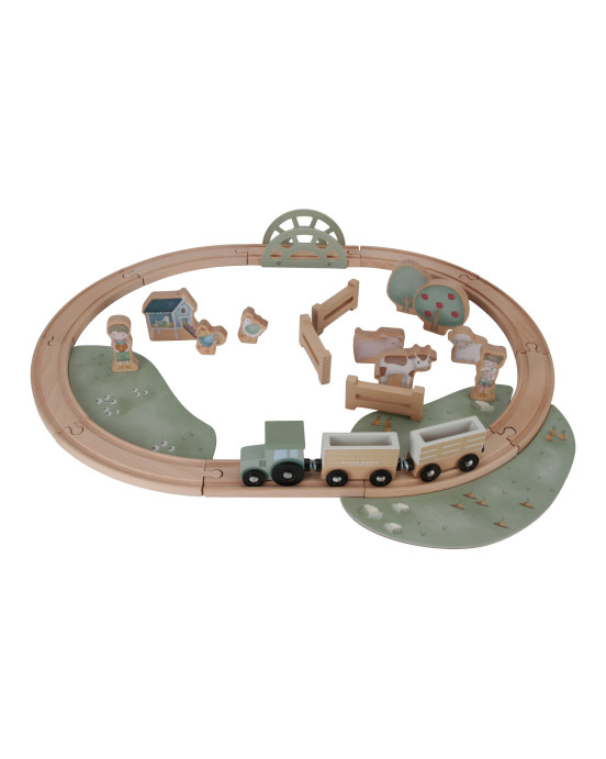 LITTLE DUTCH. Σετ ξύλινο τρενάκι με ράγες Little Farm FSC