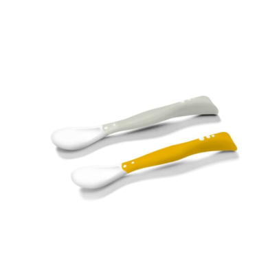 BabyOno: Σετ με 2 εύκαμπτα κουταλάκια - Γκρί & Κίτρινο BN1066/05