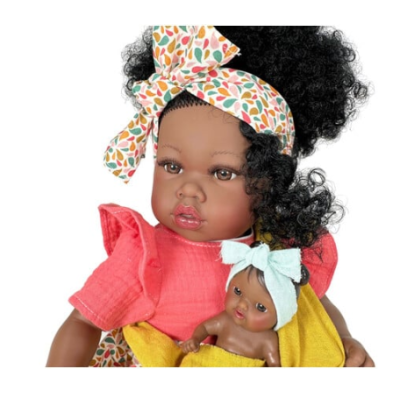 Nines D'Onil: Addis με πολύχρωμο φόρεμα και μωρό σε μάρσιπο - 45 εκ. NDO-6420