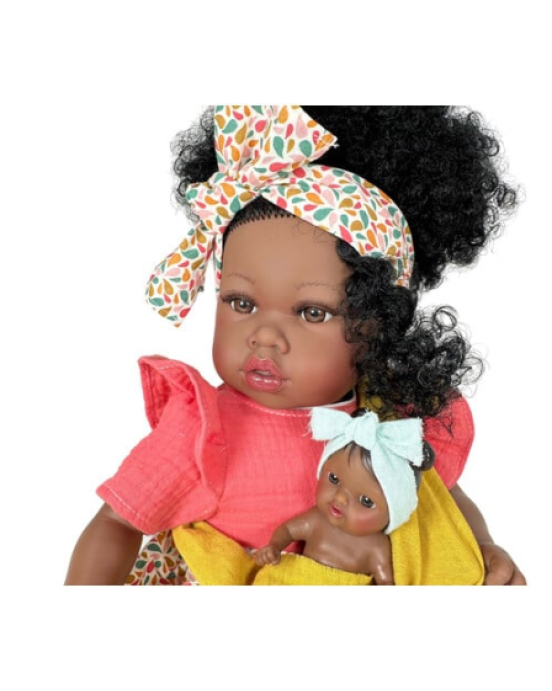 Nines D'Onil: Addis με πολύχρωμο φόρεμα και μωρό σε μάρσιπο - 45 εκ. NDO-6420