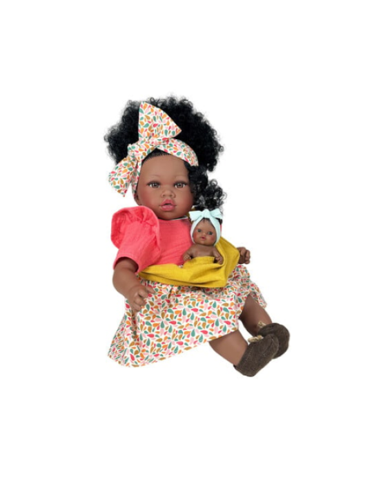 Nines D'Onil: Addis με πολύχρωμο φόρεμα και μωρό σε μάρσιπο - 45 εκ. NDO-6420