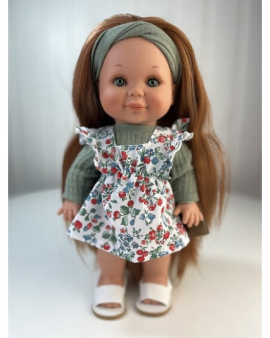 Magic baby Παιδική κούκλα "Betty με κόκκινα μαλλιά και φόρεμα με λουλούδια"-30εκ. MB3161