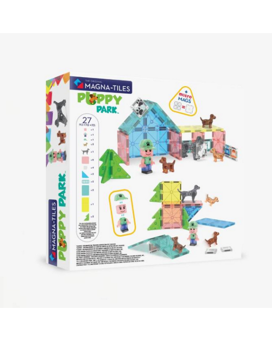 MAGNA-TILES Puppy Park 27 Τεμάχια – Μαγνητικά Πλακίδια STEM με Πάρκο Κατοικίδιων 252027DD
