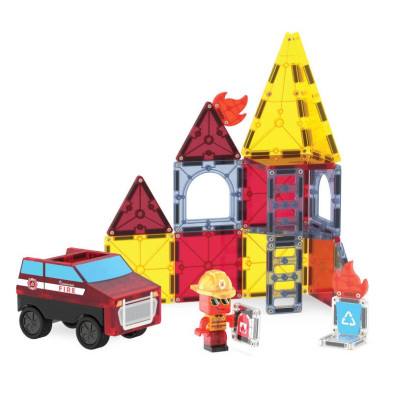 MAGNA-TILES Fire Rescue 27 Τεμάχια – Μαγνητικά Πλακίδια STEM με Πυροσβεστική