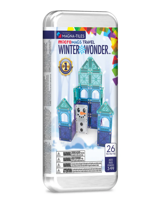 MAGNA-TILES microMAGS Winter Wonder Travel 26 Τεμάχια – Μαγνητικά Πλακίδια STEM για Ταξίδι 254026WW