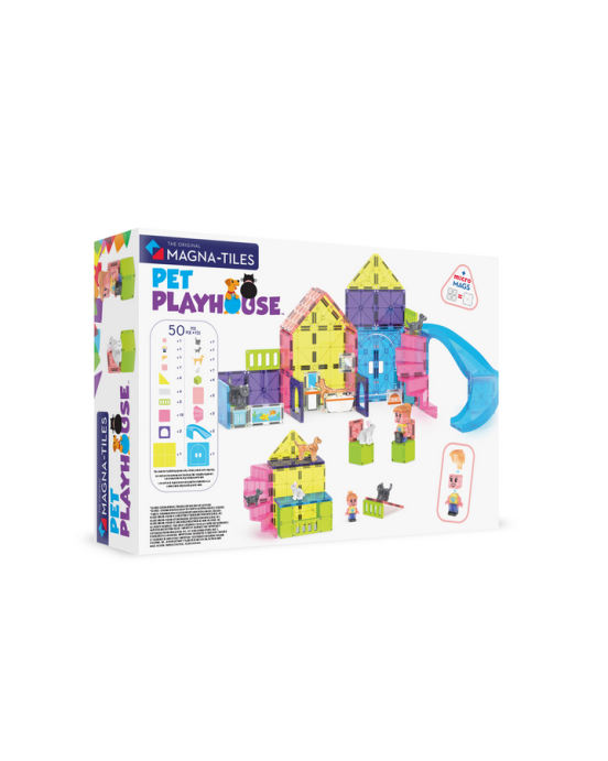 MAGNA-TILES Pet Playhouse 50 Τεμάχια – Μαγνητικά Πλακίδια STEM με Κατοικίδια 252050PP