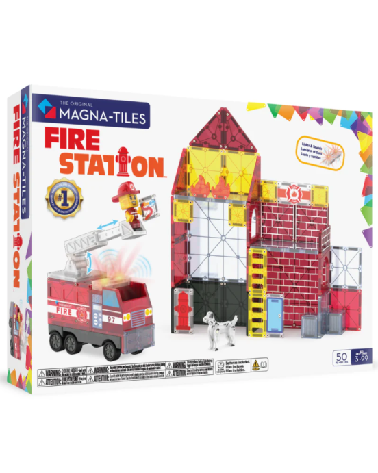 MAGNA-TILES Fire Station 50 Τεμάχια – Μαγνητικά Πλακίδια STEM με Πυροσβεστικό Σταθμό 252050FS