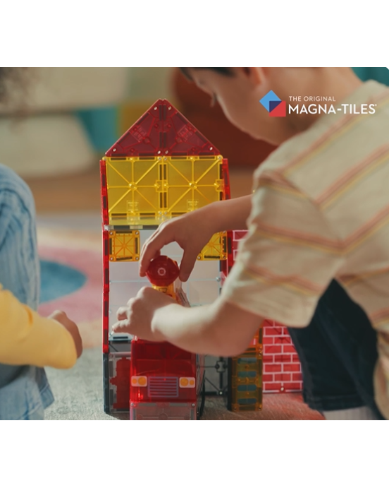 MAGNA-TILES Fire Station 50 Τεμάχια – Μαγνητικά Πλακίδια STEM με Πυροσβεστικό Σταθμό 252050FS