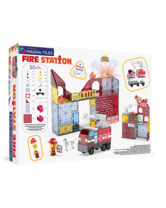 MAGNA-TILES Fire Station 50 Τεμάχια – Μαγνητικά Πλακίδια STEM με Πυροσβεστικό Σταθμό 252050FS