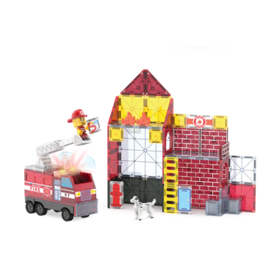 MAGNA-TILES Fire Station 50 Τεμάχια – Μαγνητικά Πλακίδια STEM με Πυροσβεστικό Σταθμό 252050FS