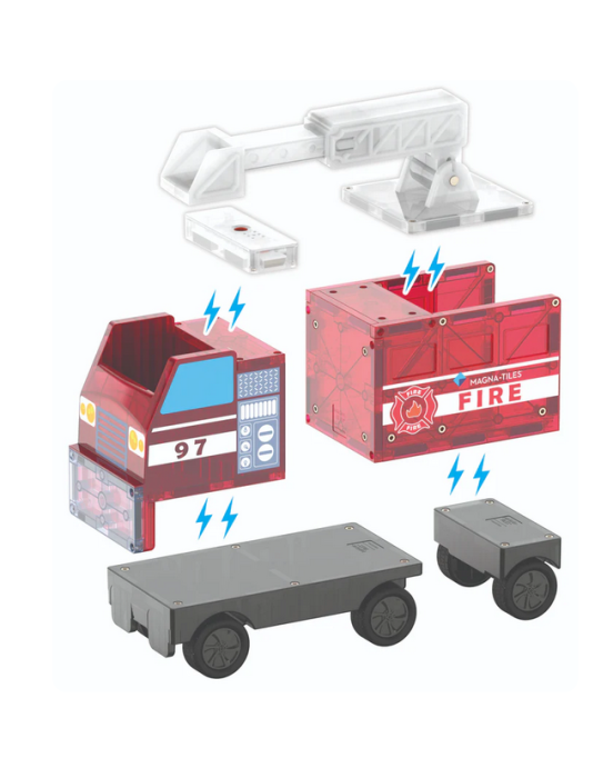 MAGNA-TILES Fire Station 50 Τεμάχια – Μαγνητικά Πλακίδια STEM με Πυροσβεστικό Σταθμό 252050FS