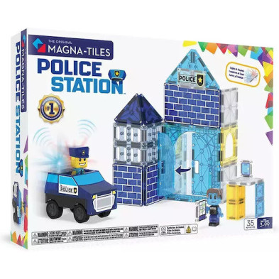 MAGNA-TILES Police Station 35 Τεμάχια – Μαγνητικά Πλακίδια STEM για Αστυνομικό Σταθμό 252035PS
