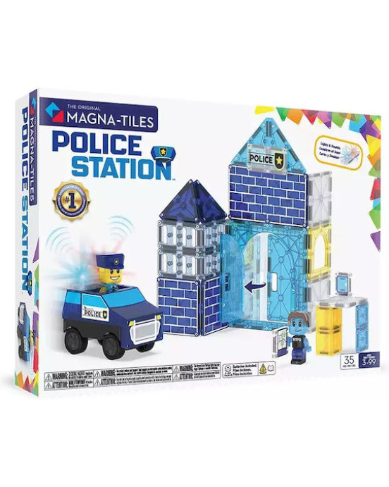 MAGNA-TILES Police Station 35 Τεμάχια – Μαγνητικά Πλακίδια STEM για Αστυνομικό Σταθμό 252035PS