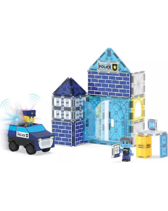 MAGNA-TILES Police Station 35 Τεμάχια – Μαγνητικά Πλακίδια STEM για Αστυνομικό Σταθμό 252035PS
