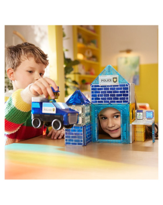 MAGNA-TILES Police Station 35 Τεμάχια – Μαγνητικά Πλακίδια STEM για Αστυνομικό Σταθμό 252035PS
