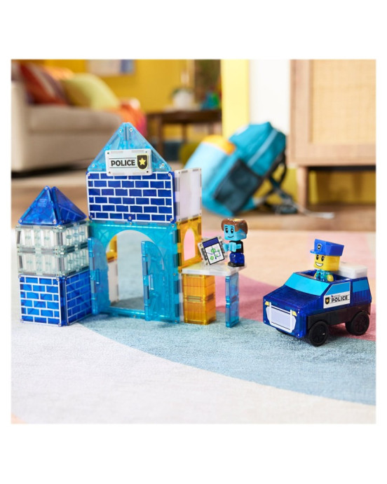 MAGNA-TILES Police Station 35 Τεμάχια – Μαγνητικά Πλακίδια STEM για Αστυνομικό Σταθμό 252035PS