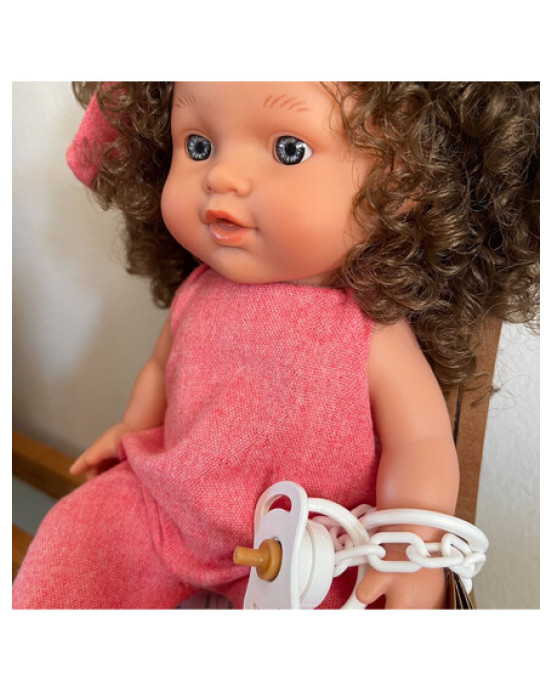 Magic baby Παιδική κούκλα Betty Curly hair με καστανά μαλλιά και πιπίλα-30εκ. MB3012