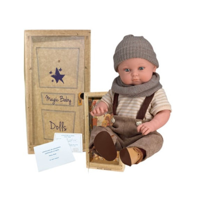  Magic baby Παιδική κούκλα μωρό "Arthur με κοτλέ σαλοπέτα και σκούφο"45εκ. MB46615