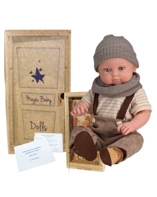  Magic baby Παιδική κούκλα μωρό "Arthur με κοτλέ σαλοπέτα και σκούφο"45εκ. MB46615