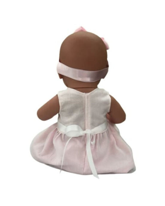 Magic baby Παιδική κούκλα μωρό "Alicia με λευκό φόρεμα και μεγάλο ροζ φιόγκο"-45εκ. MB46720
