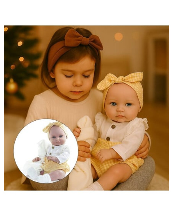 Magic baby Παιδική κούκλα μωρό "Alicia με κίτρινη κορδέλα και αξεσουάρ"-45εκ. MB46625