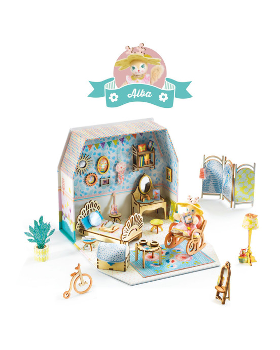 Djeco DIY κατασκευάζω και χρωματίζω κουκλόσπιτο-βαλιτσάκι "Alba" 08030