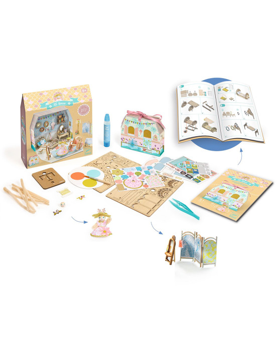 Djeco DIY κατασκευάζω και χρωματίζω κουκλόσπιτο-βαλιτσάκι "Alba" 08030