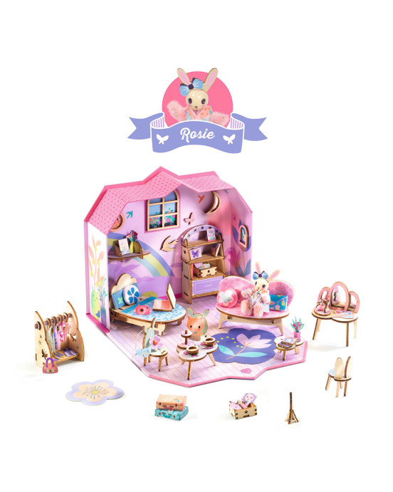Djeco DIY κατασκευάζω και χρωματίζω κουκλόσπιτο-βαλιτσάκι "Rosie" 08033