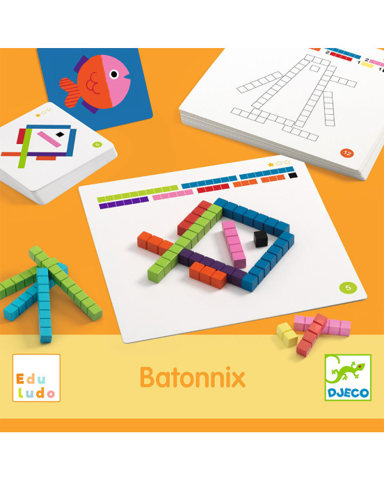 Djeco Εκπαιδευτικό παιχνίδι σύνθεσης εικόνων με πολύχρωμα ξυλάκια "Batonnix " 08268