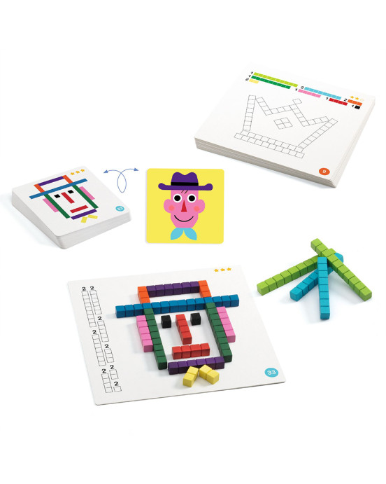 Djeco Εκπαιδευτικό παιχνίδι σύνθεσης εικόνων με πολύχρωμα ξυλάκια "Batonnix " 08268