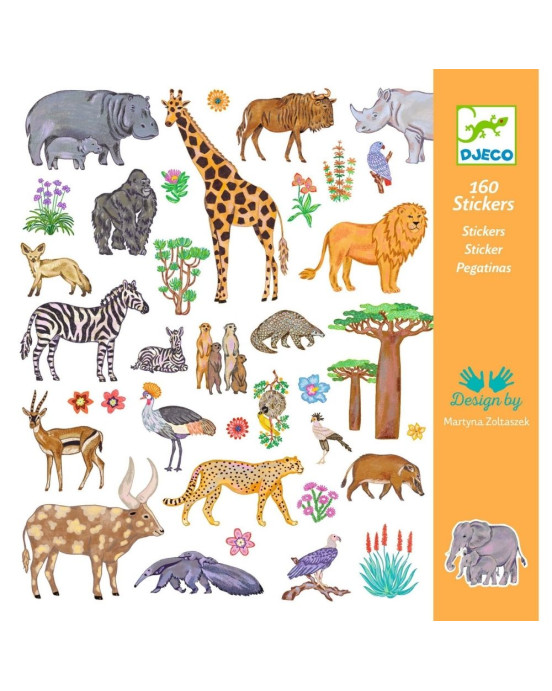 Djeco 160 αυτοκόλλητα σε 4 καρτέλες "Σαφάρι" 09284