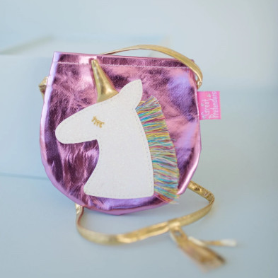 Great Pretenders Πορτοφόλι - τσαντάκι Μονόκερος μεταλλικό ροζ-χρυσό  83316