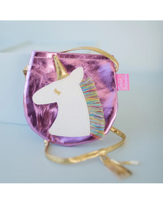 Great Pretenders Πορτοφόλι - τσαντάκι Μονόκερος μεταλλικό ροζ-χρυσό  83316