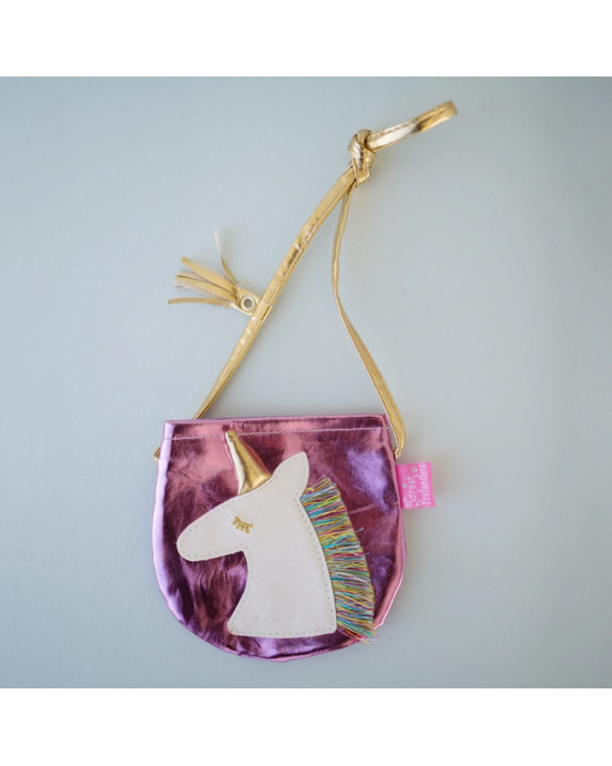 Great Pretenders Πορτοφόλι - τσαντάκι Μονόκερος μεταλλικό ροζ-χρυσό  83316