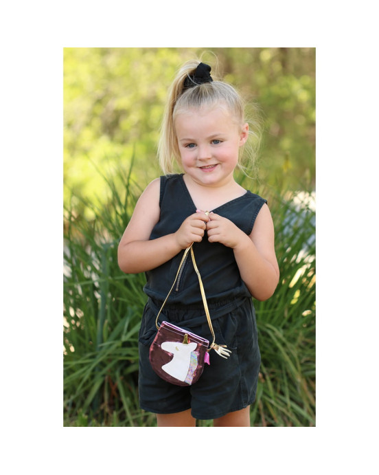 Great Pretenders Πορτοφόλι - τσαντάκι Μονόκερος μεταλλικό ροζ-χρυσό  83316