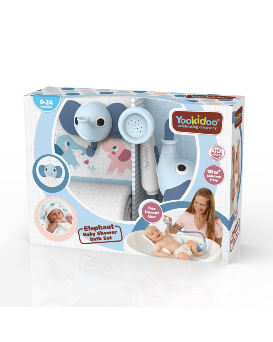 Yookidoo Elephant Baby Shower Bath Set - Blue YKD-40229