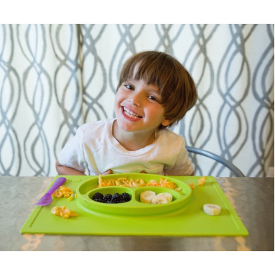 Ezpz: Εκπαιδευτικό πιάτο 24+ μηνών Happy Mat - Pink HM-P7424U