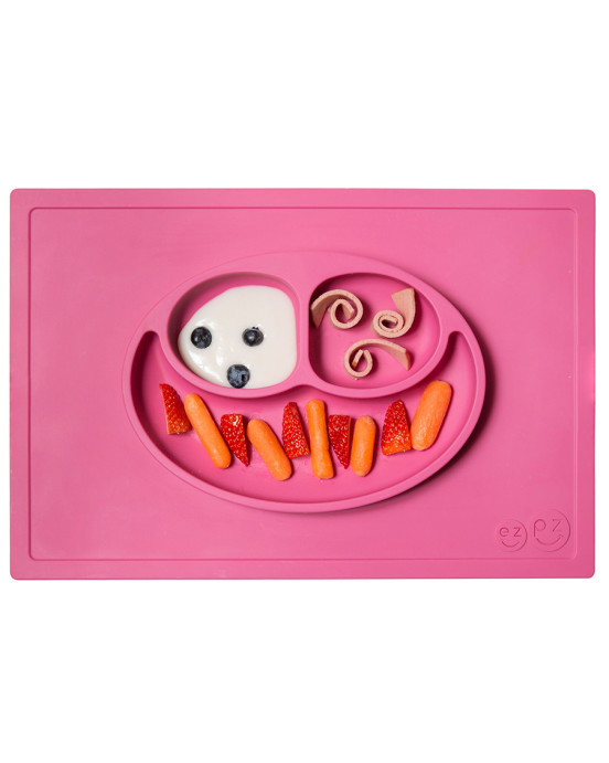Ezpz: Εκπαιδευτικό πιάτο 24+ μηνών Happy Mat - Pink HM-P7424U