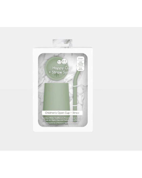 Ezpz Εκπαιδευτικό ποτήρι 24+ μηνών HappyCup + καλαμάκι Sage HC-S5655U