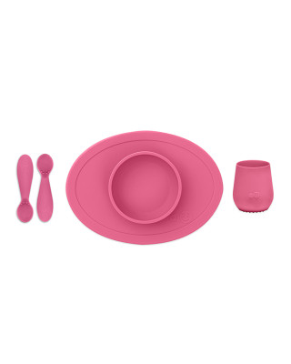 Ezpz Πλήρες Tiny εκπαιδευτικό σετ φαγητού για 4+ μηνών - Pink FD-P7424U