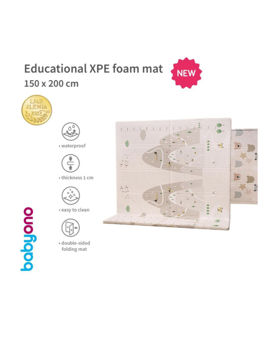 Babyono: Αναδιπλούμενο αφρώδες παζλ δαπέδου διπλής όψεως 150 x 200 εκατ BN1576