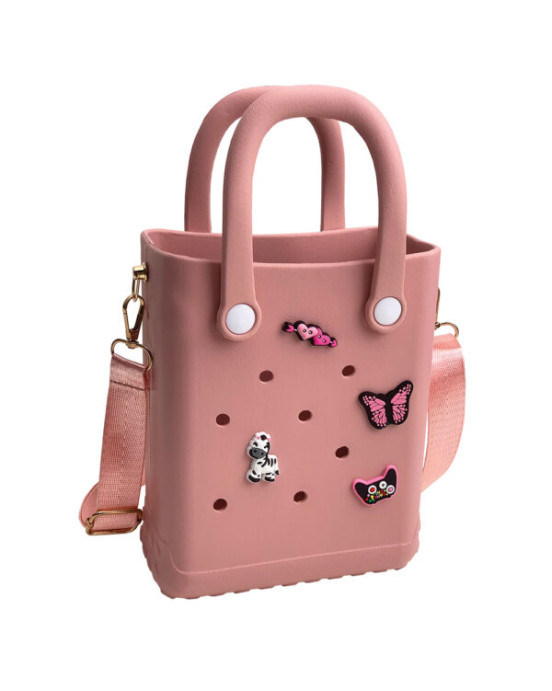 Typotrust CACTUS CROQBAG με διακοσμητικά pins 16x20 cm - ΡΟΖ  CT9560B-09