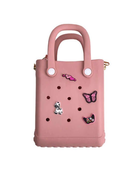 Typotrust CACTUS CROQBAG με διακοσμητικά pins 16x20 cm - ΡΟΖ  CT9560B-09