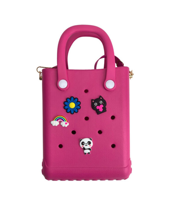 Typotrust CACTUS CROQBAG με διακοσμητικά pins 16x20 cm - ΦΟΥΞΙΑ  CT9560B-24