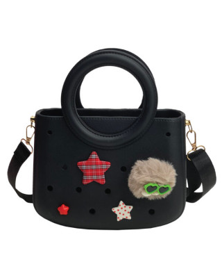 Typotrust CACTUS CROQBAG με διακοσμητικά pins 22x26 cm - ΜΑΥΡΟ  CT9561B-01