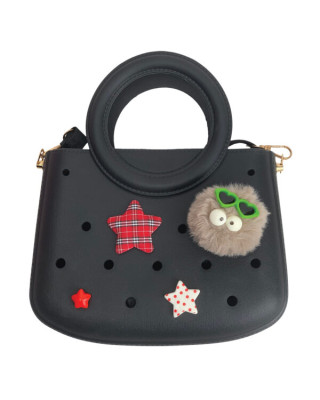 Typotrust CACTUS CROQBAG με διακοσμητικά pins 22x26 cm - ΜΑΥΡΟ  CT9561B-01