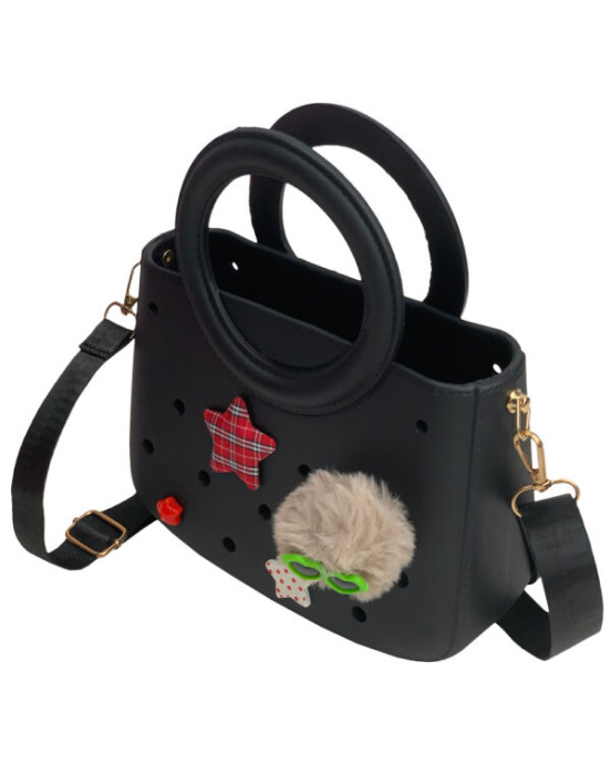 Typotrust CACTUS CROQBAG με διακοσμητικά pins 22x26 cm - ΜΑΥΡΟ  CT9561B-01