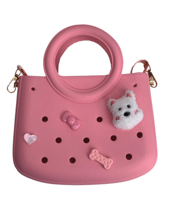 Typotrust CACTUS CROQBAG με διακοσμητικά pins 22x26 cm - ΡΟΖ  CT9561B-09