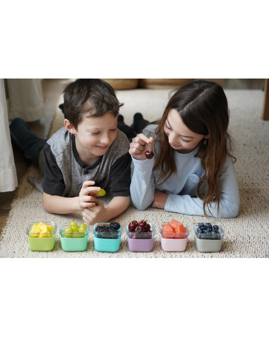 Melii – Glass Containers σε θήκες σιλικόνης (160ml set of 3) – pink,purple,grey MEL16950